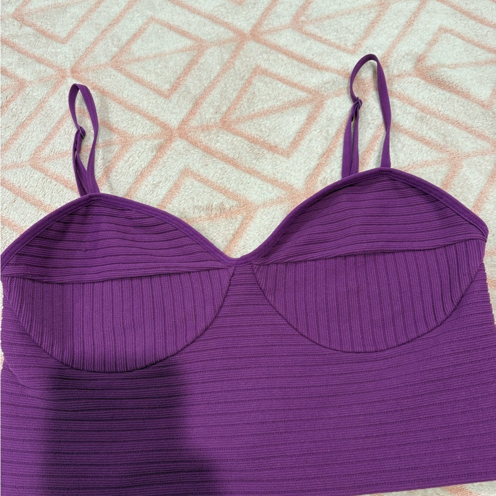 Garage Purple Ribbed Crop Top